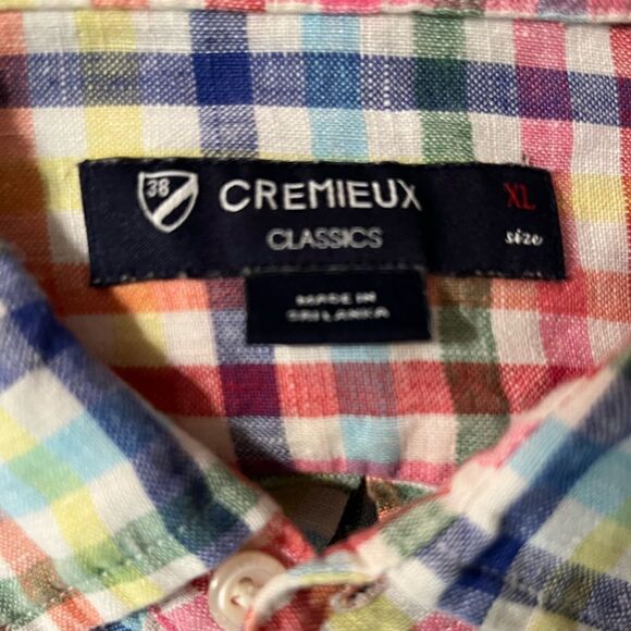 Cremieux Classics L/S Casual Dress Shirt in Colorful Plaid Check 100% Linen XL - Picture 4 of 6